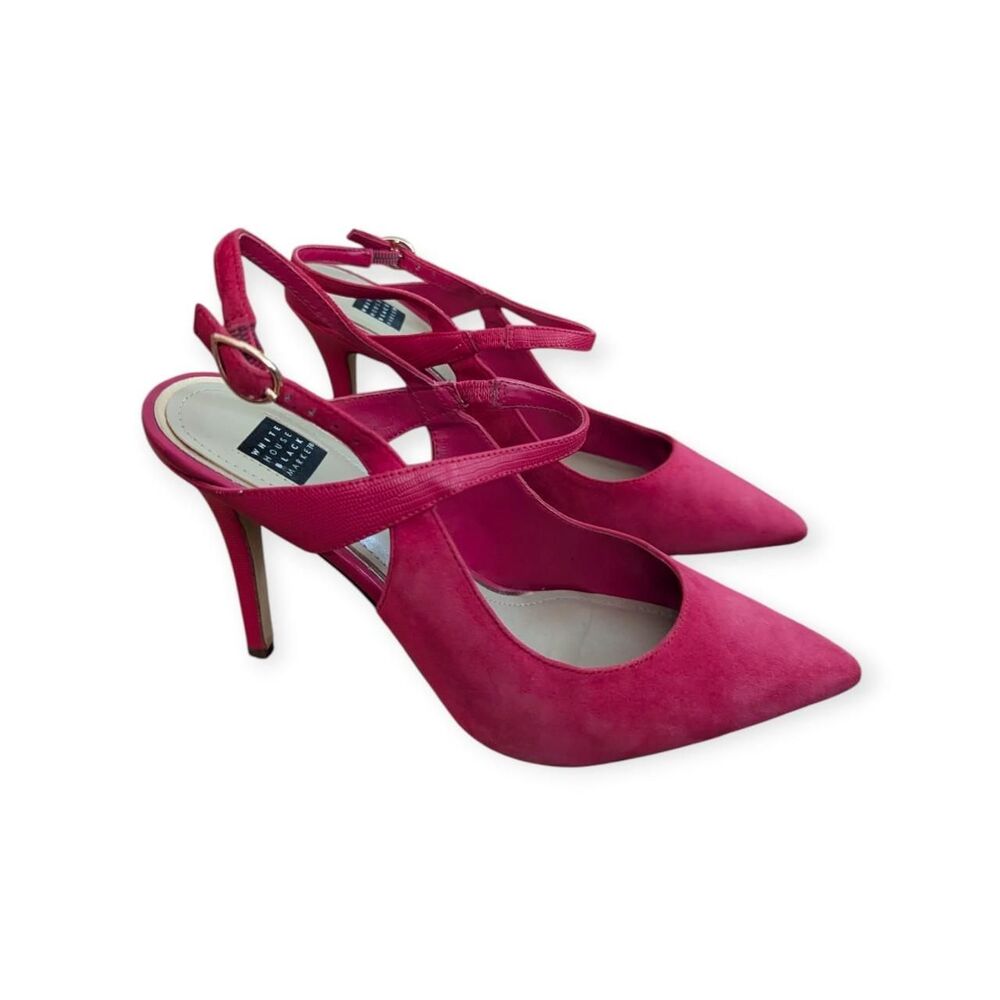 WHBM Dark Pink Suede Mary Jane Slingback Heels
